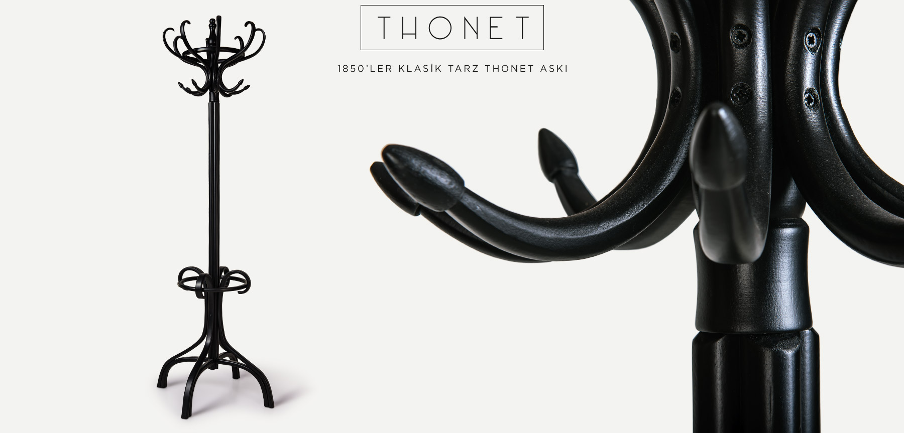 8'li siyah thonet askılık resmi
