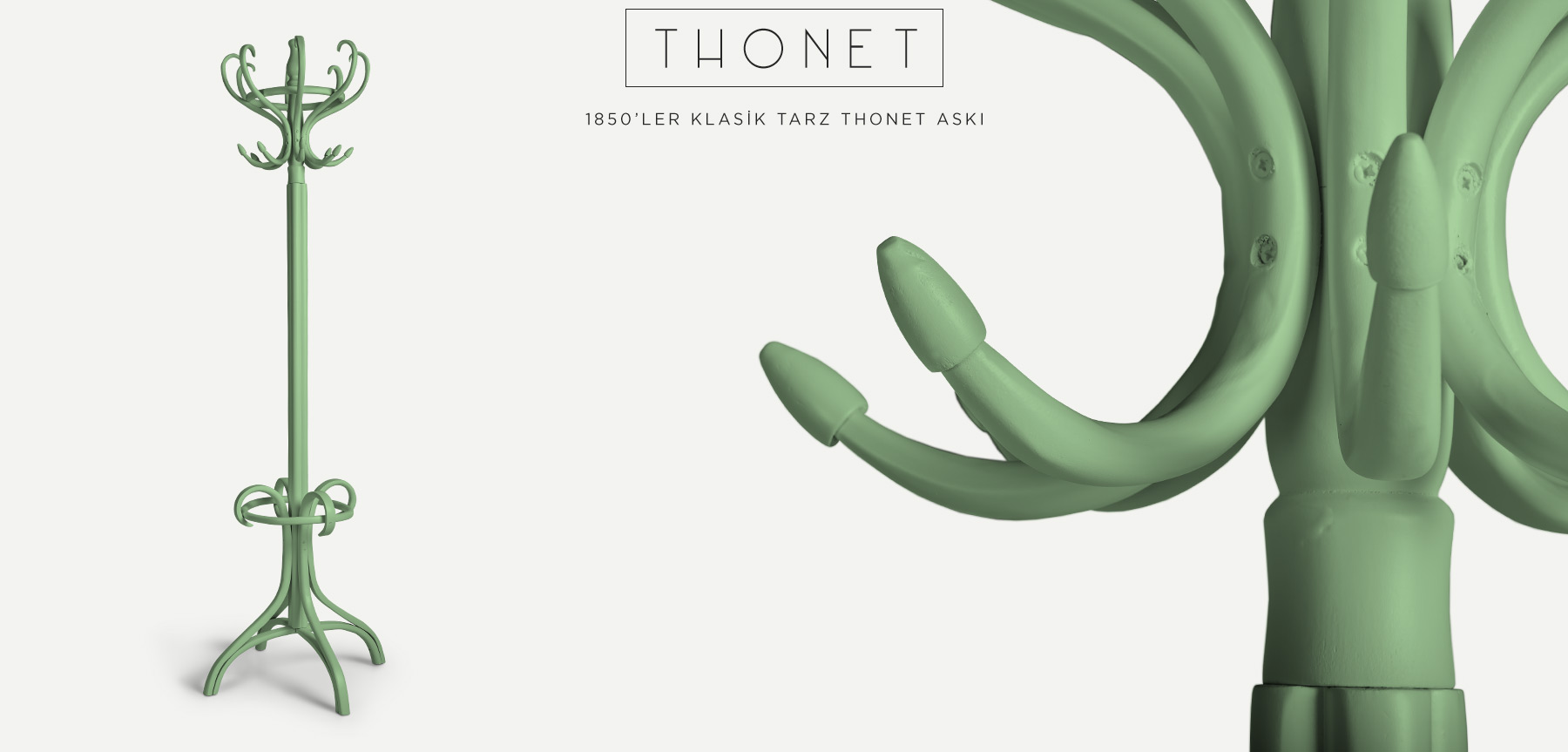 8'li su yeşili thonet askılık resmi