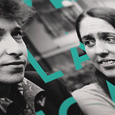 bob dylan & joan baez retro kanvas tablo resmi