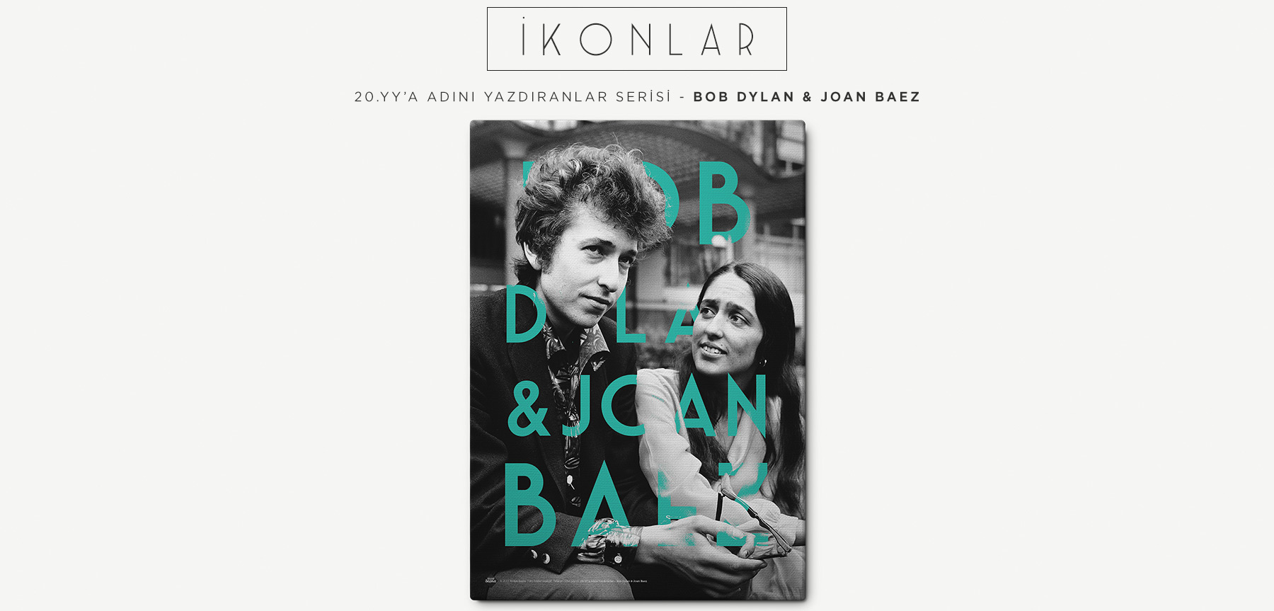 bob dylan & joan baez retro kanvas tablo resmi