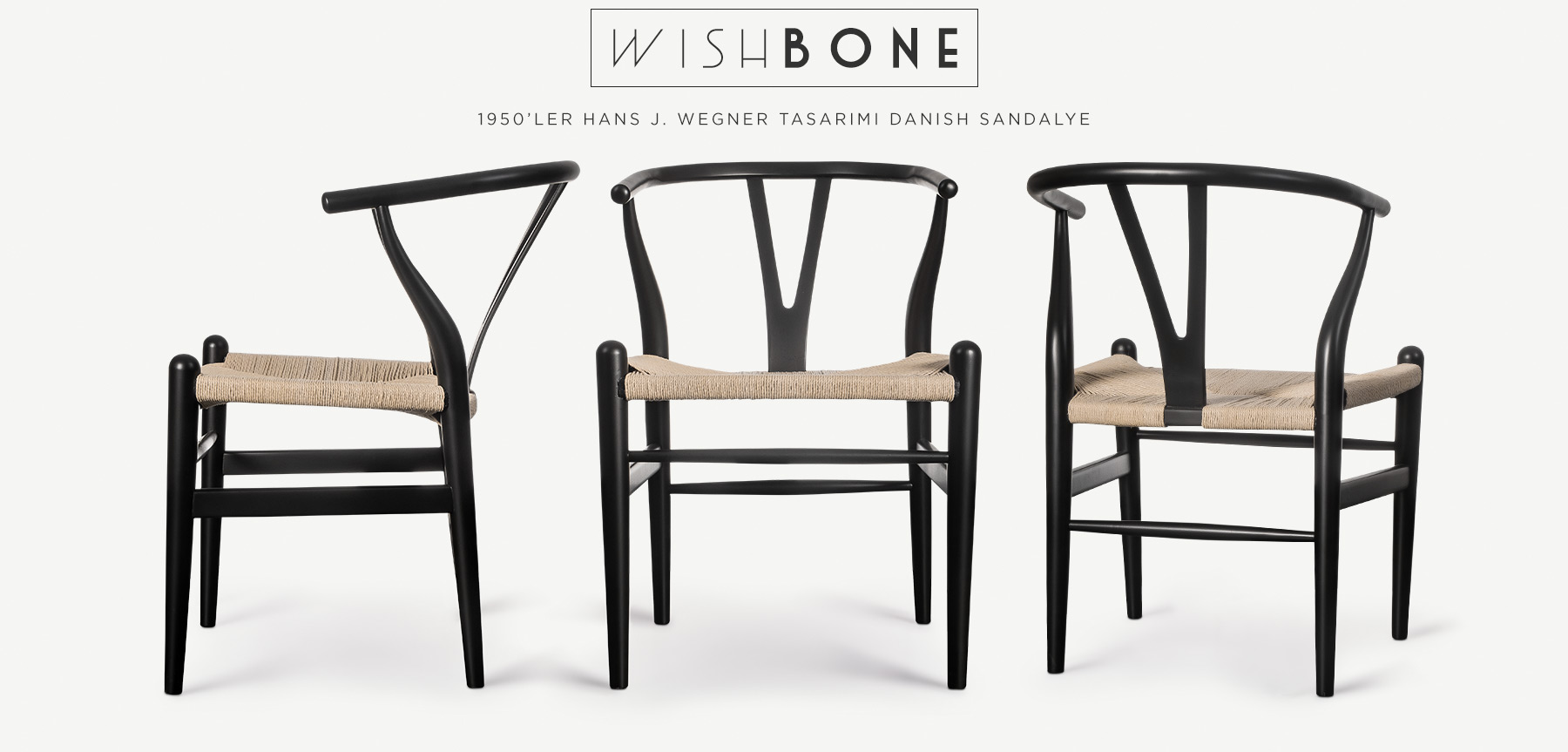 h. wegner siyah wıshbone danısh™ sandalye resmi