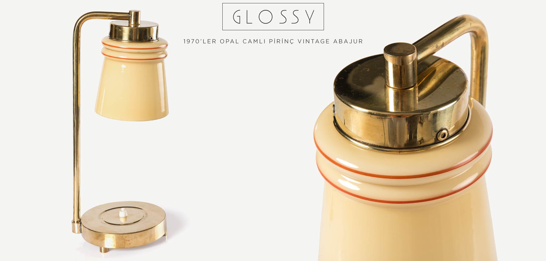 glossy opal camlı pirinç abajur resmi