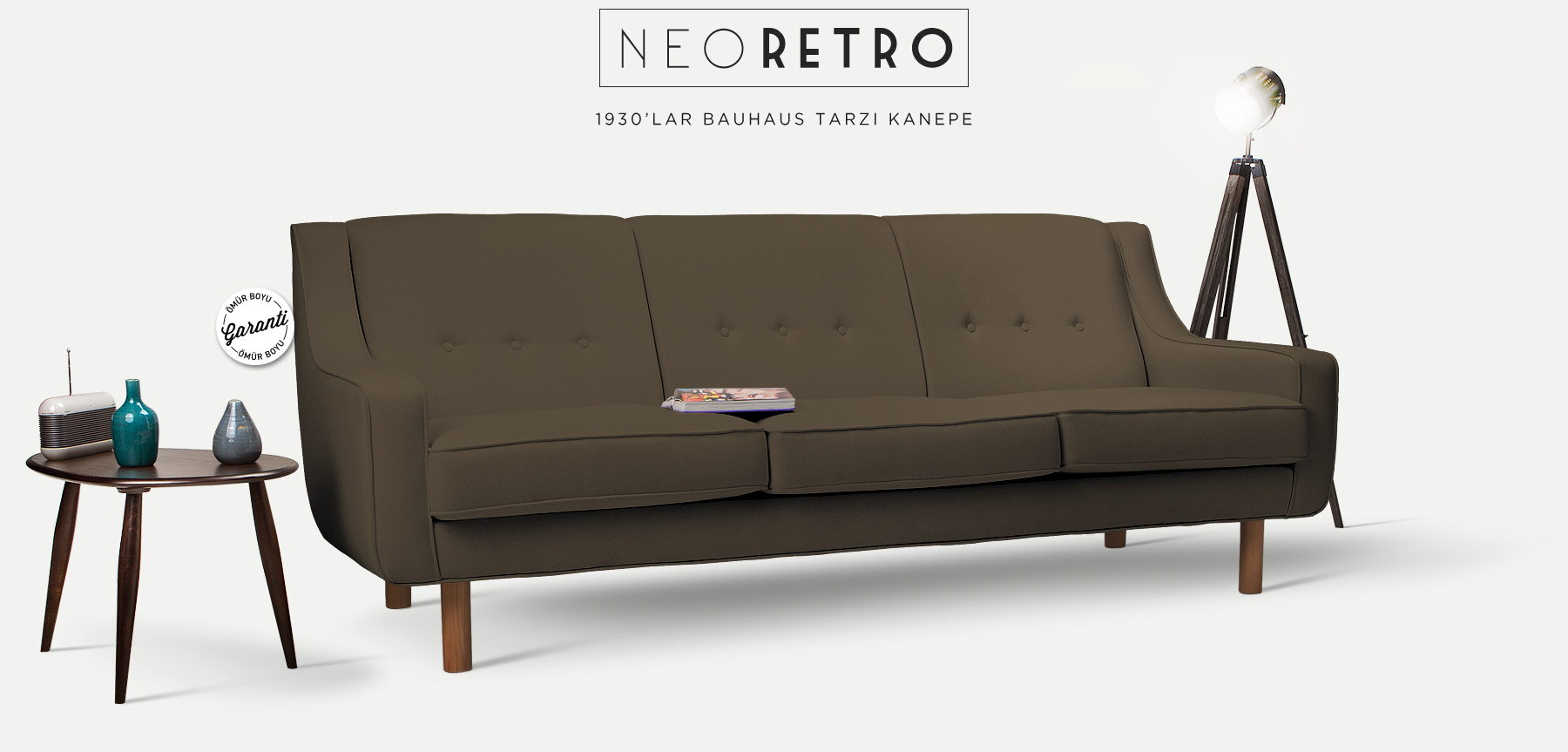 neoretro™ üçlü kahverengi kanepe resmi