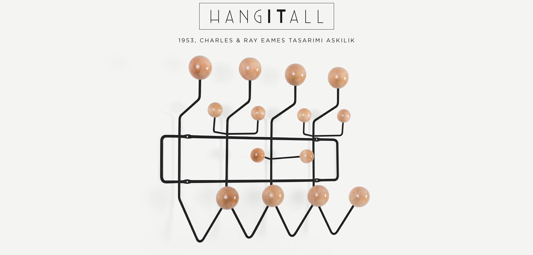 charles eames hang ıt all ahşap toplu siyah askılık resmi