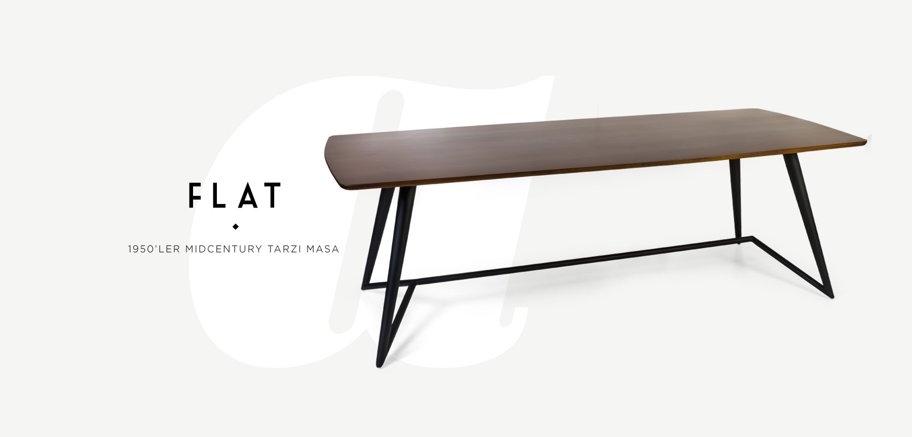 flat midcentury masif yemek masası resmi