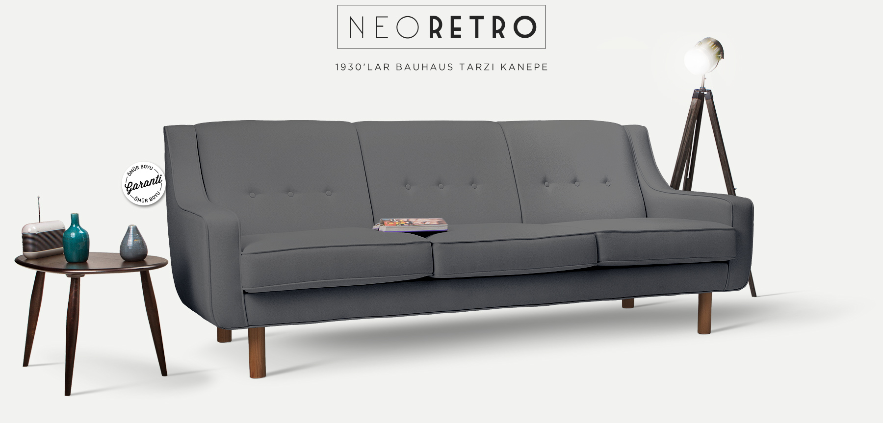 neoretro™ üçlü gri kanepe resmi