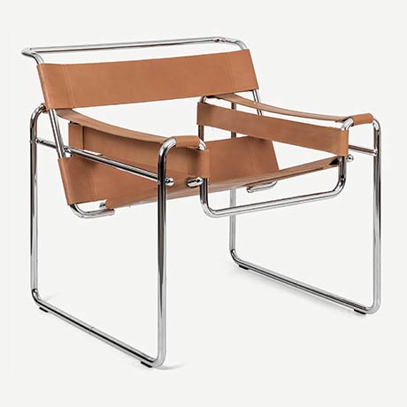 wassıly chaır bauhaus taba deri koltuk resmi