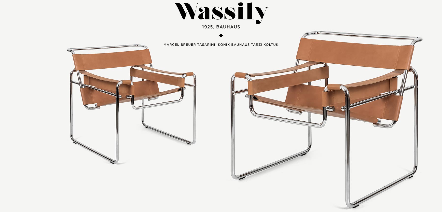 wassıly chaır bauhaus taba deri koltuk resmi