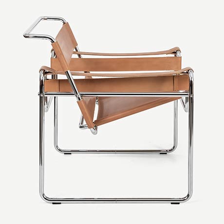 wassıly chaır bauhaus taba deri koltuk