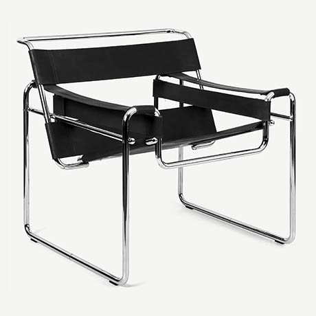 wassıly chaır bauhaus siyah deri koltuk resmi
