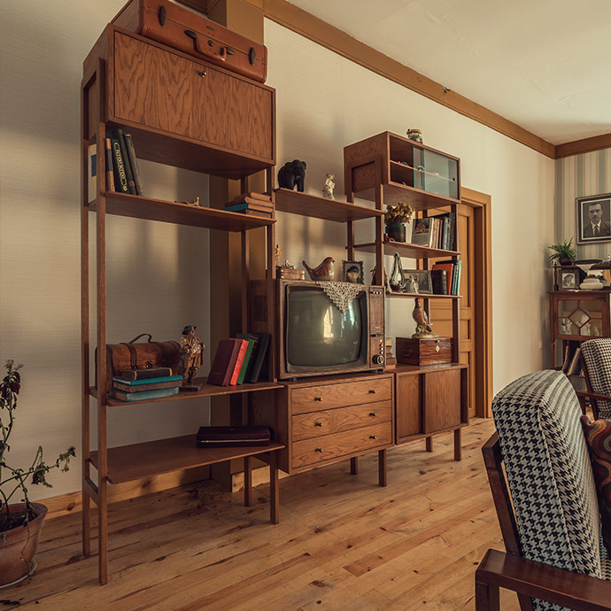 bloq midcentury 3'lü kitaplık resmi