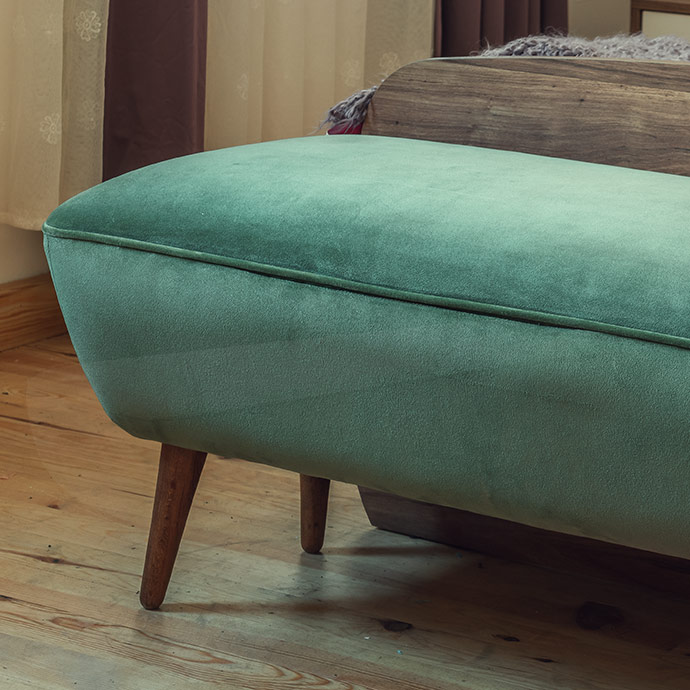 retroyal™ puffın xl turkuaz kadife bank resmi