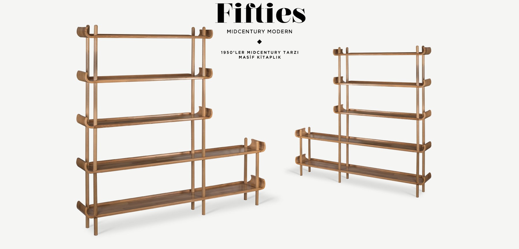fifties midcentury kitaplık masif resmi
