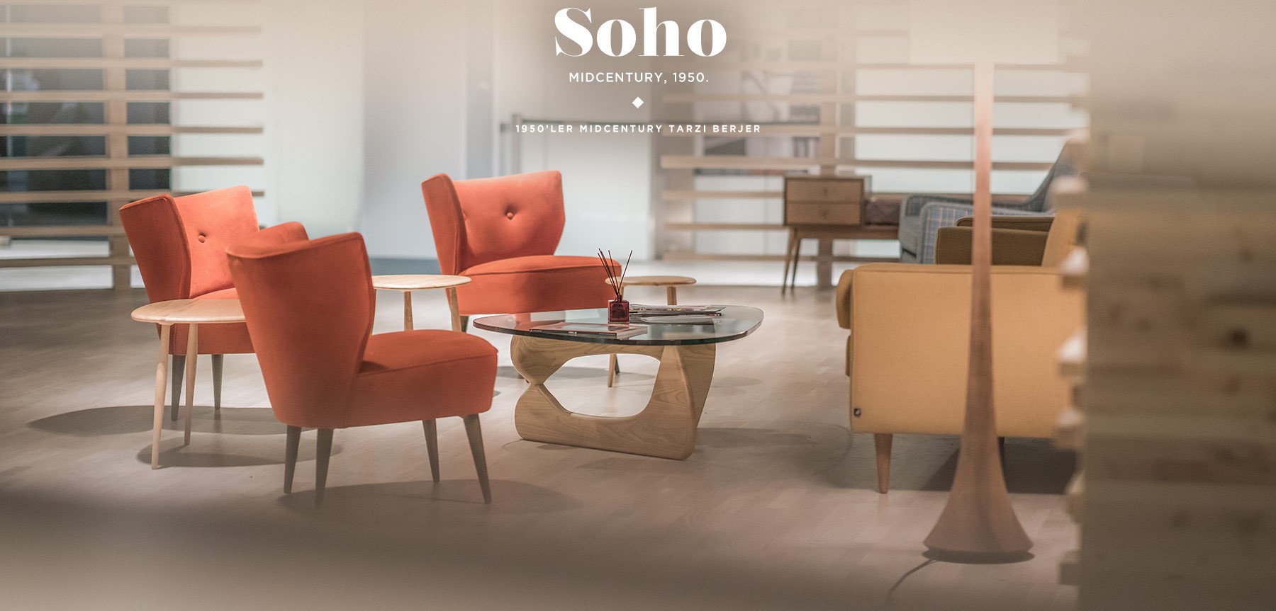soho midcentury berjer turuncu resmi