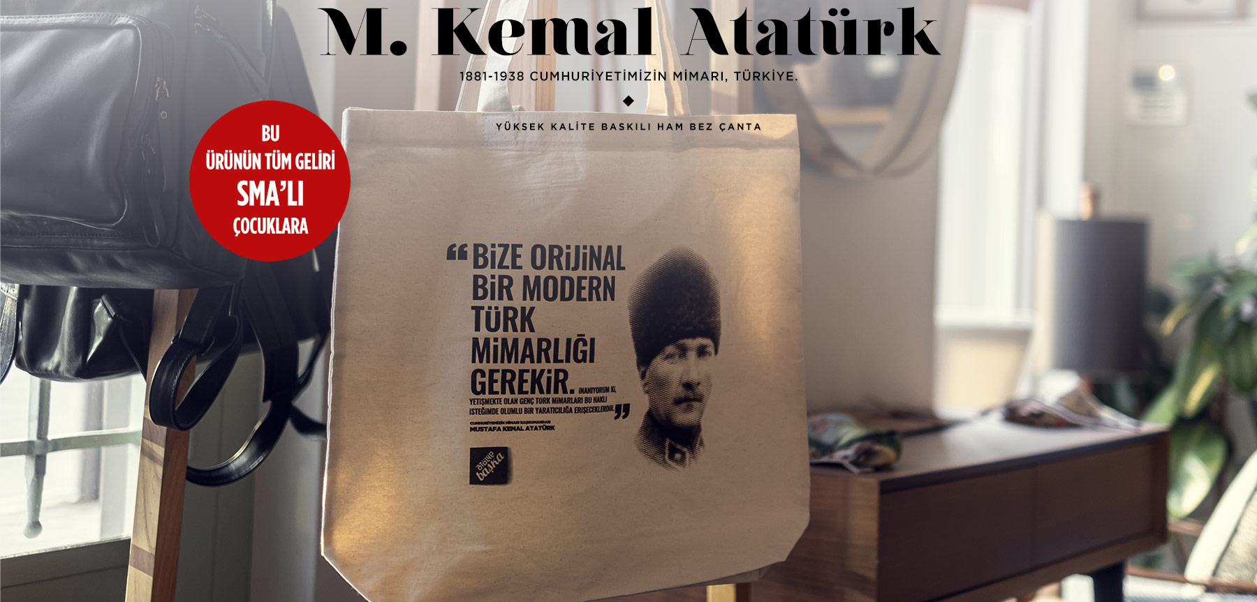 ham bez tote bag | mustafa kemal atatürk resmi