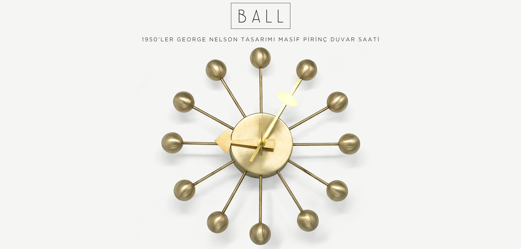 george nelson mat pirinç ball clock resmi