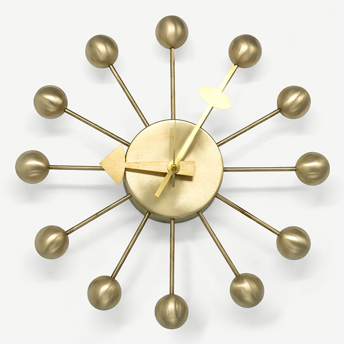 george nelson mat pirinç ball clock resmi