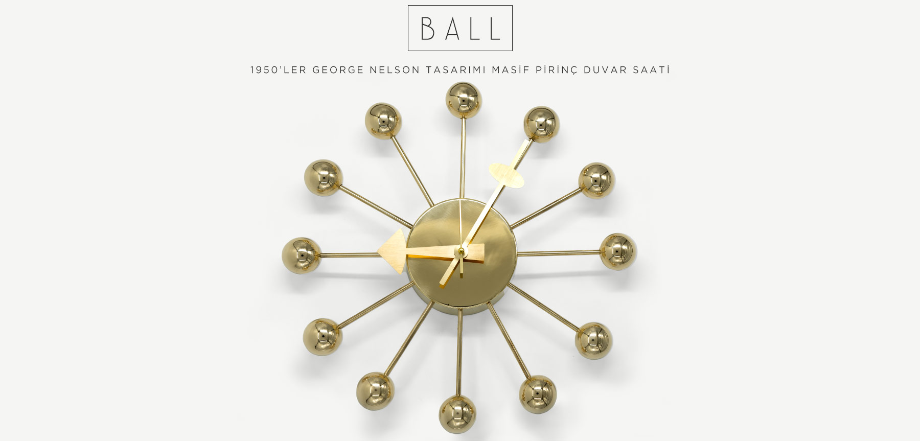 george nelson parlak pirinç ball clock resmi