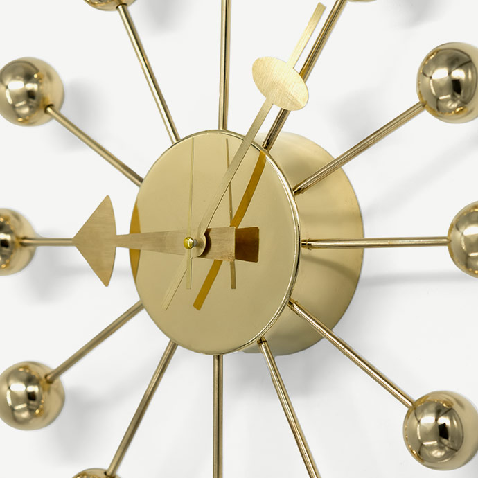 george nelson parlak pirinç ball clock resmi