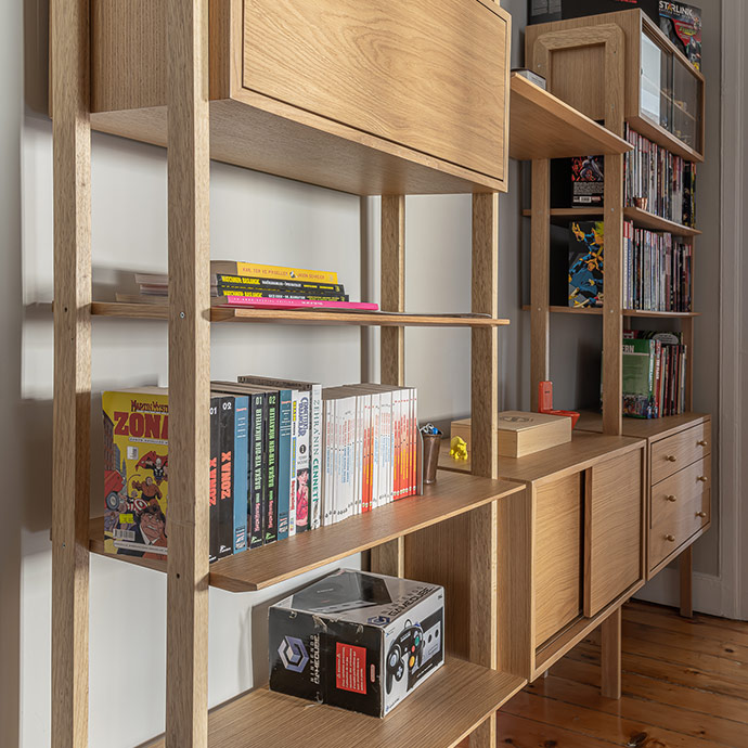 bloq midcentury 3'lü kitaplık resmi