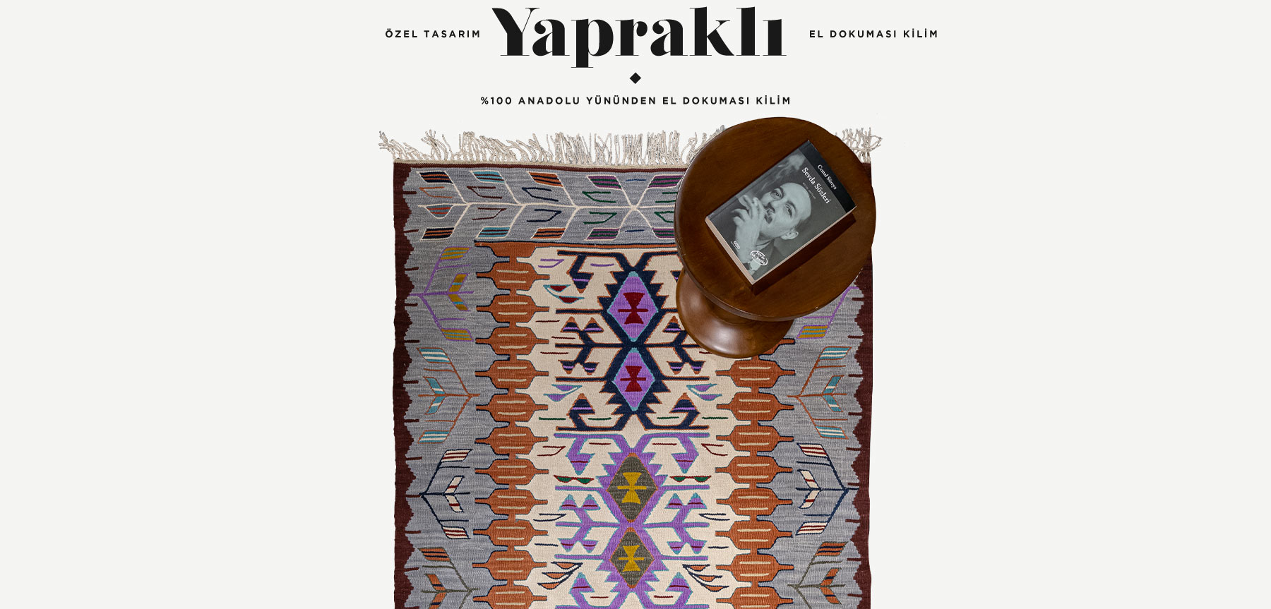 yapraklı el dokuması kilim 1,93 m2 resmi