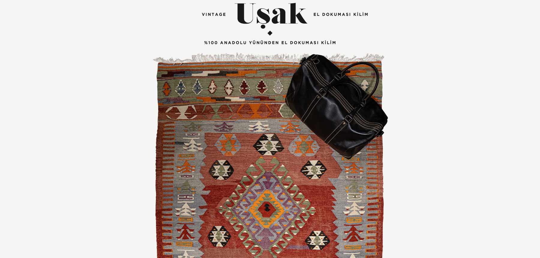 vintage uşak el dokuması kilim 2,21 m2 resmi