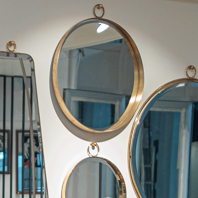 kenarlı 50 cm midcentury daire ayna resmi