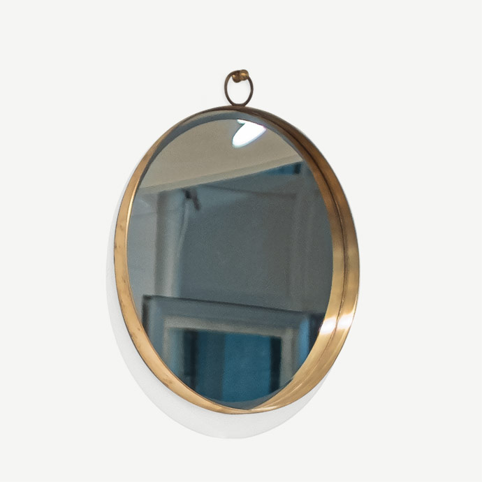 kenarlı 35 cm midcentury daire ayna resmi
