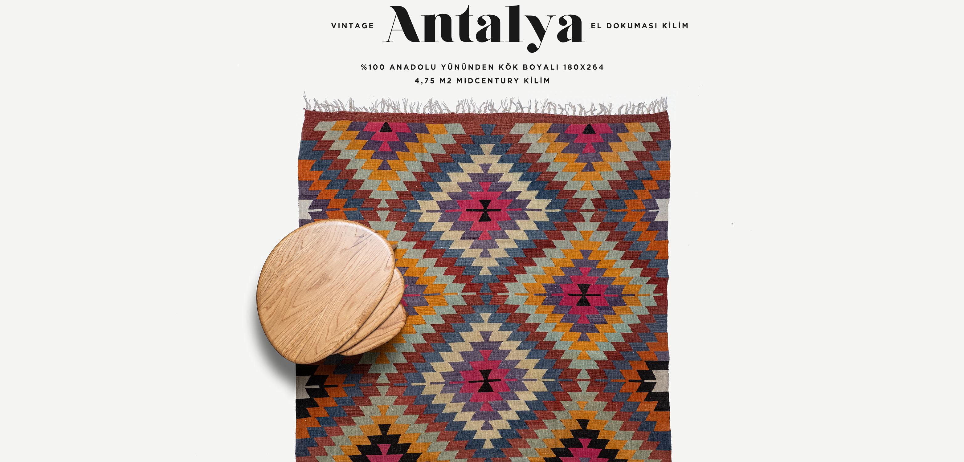 vintage antalya el dokuması kilim 4,75 m2 resmi