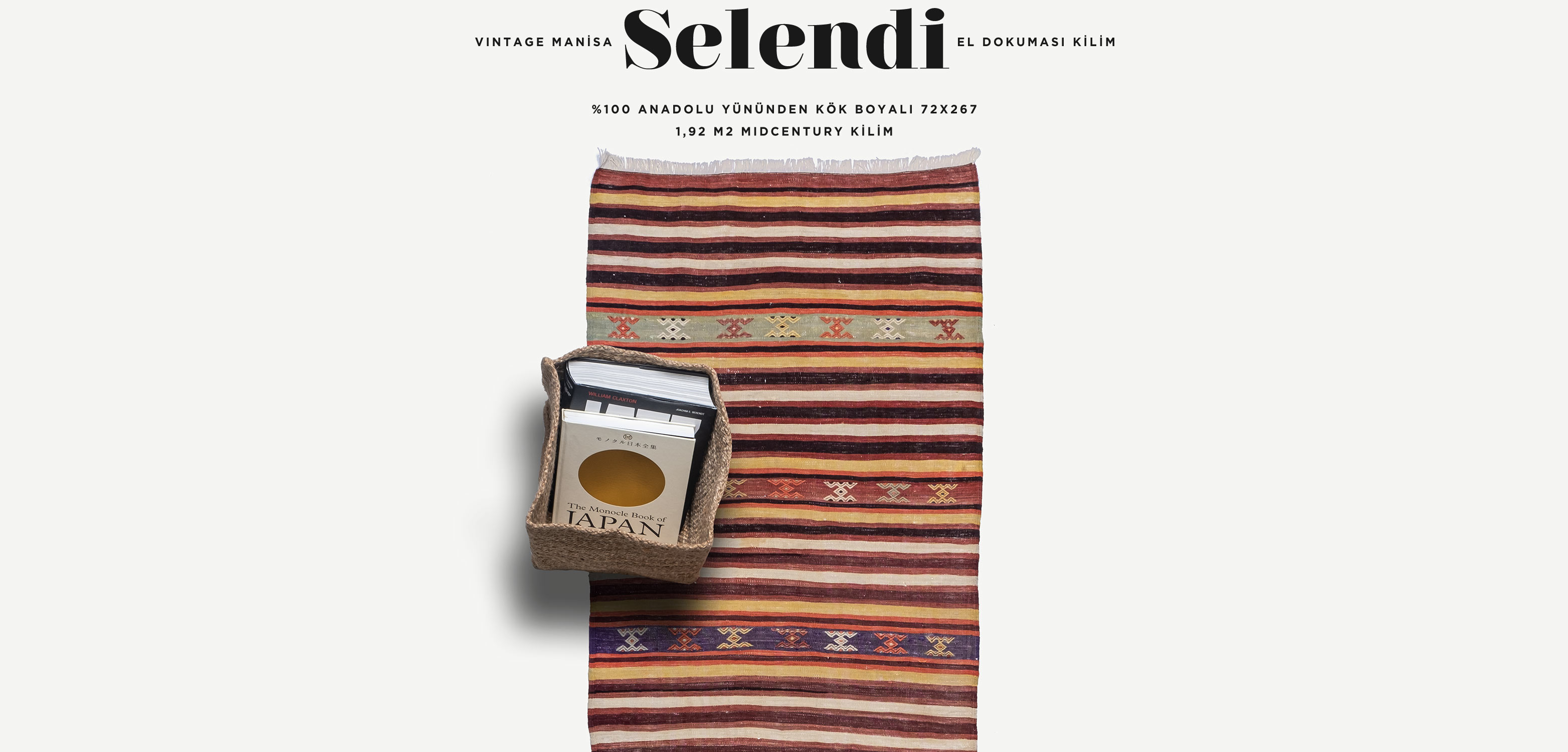 vintage manisa selendi el dokuması yolluk kilim 1,92 m2 resmi