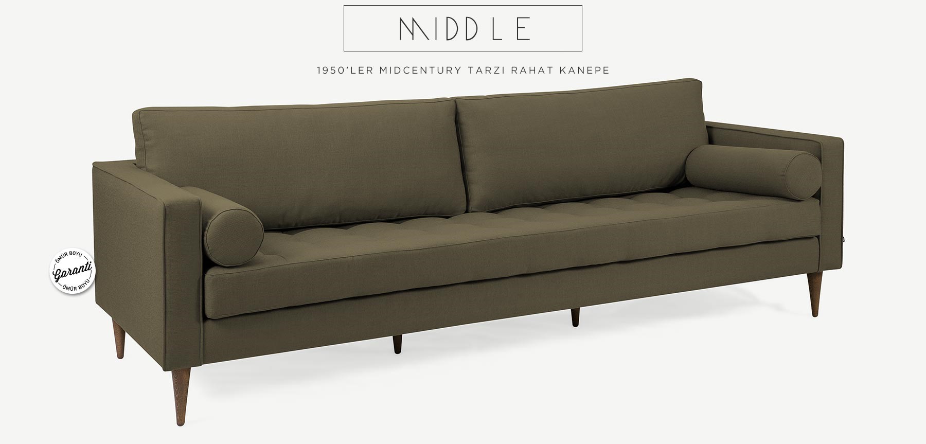 middle bold üçlü midcentury kanepe haki resmi