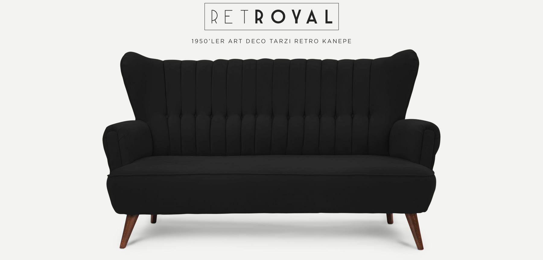 retroyal™ üçlü siyah kanepe resmi