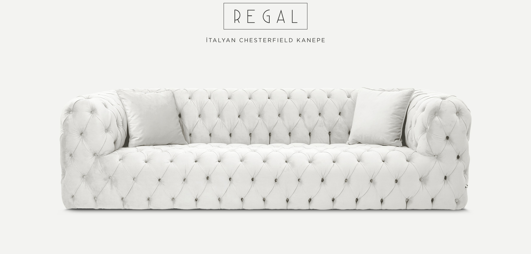 regal üçlü beyaz italyan chesterfıeld resmi