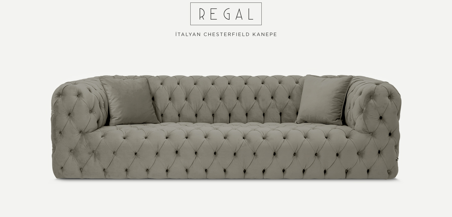regal üçlü gri italyan chesterfıeld resmi