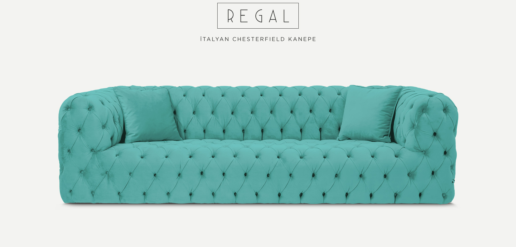 regal üçlü turkuaz italyan chesterfıeld resmi