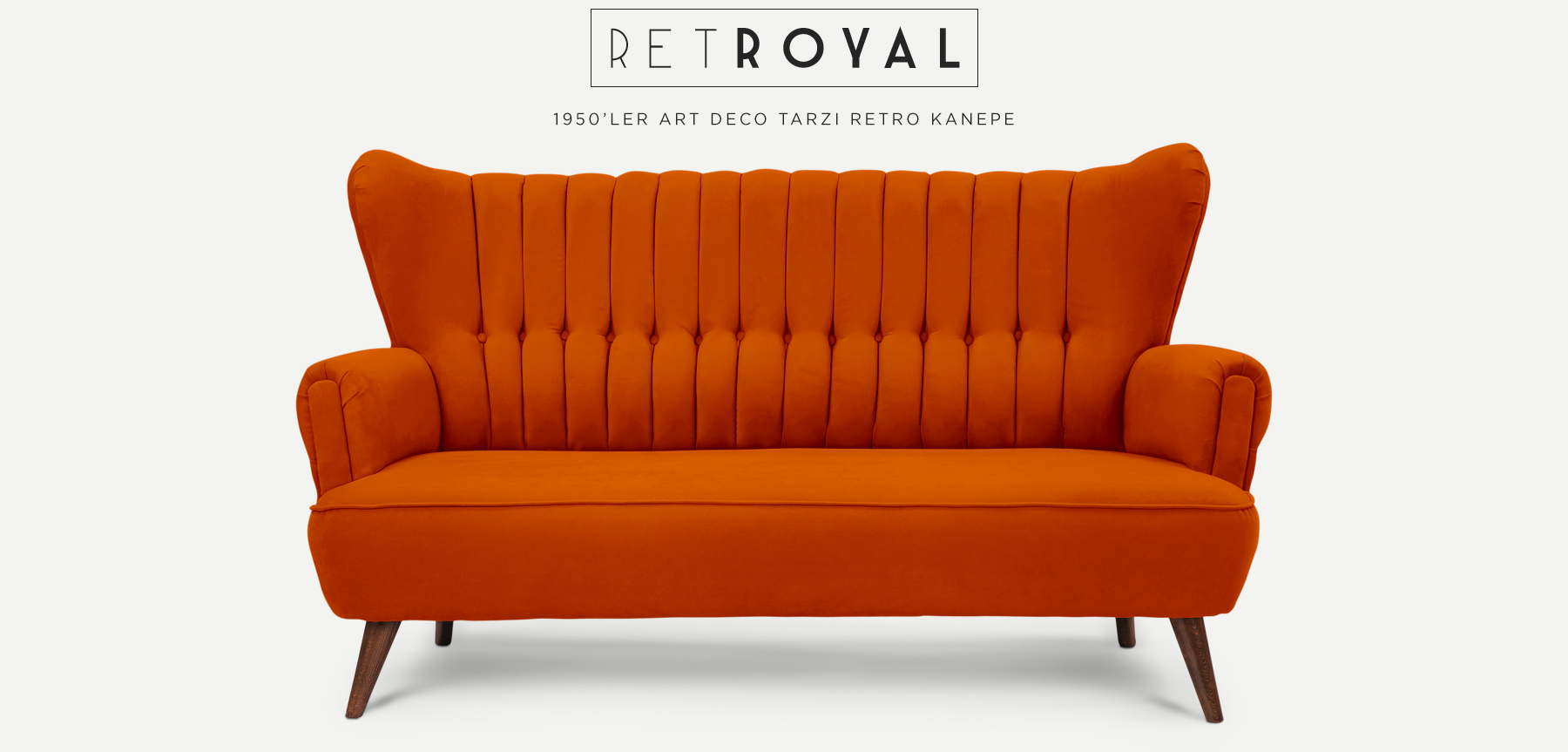 retroyal™ üçlü turuncu kanepe resmi